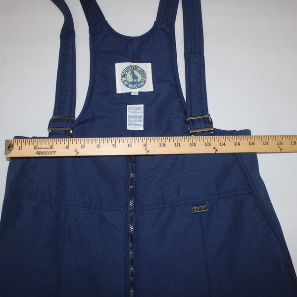 Mountain Goat White Stag Snow Pants Sz 36 Navy Blue Pockets One Piece 100% Poly