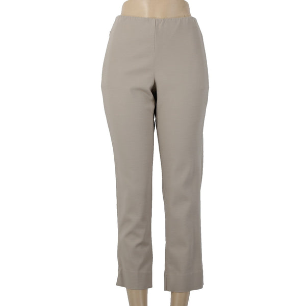 J Jill Pant Sz 10P X 26 Tan Elastic Waist Pockets Cotton Spandex Capri Pant