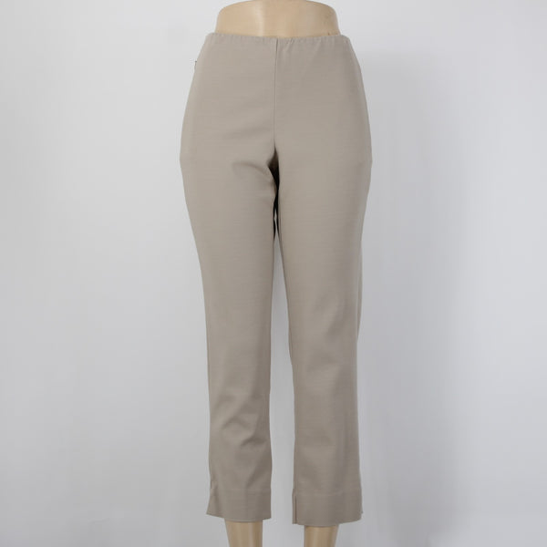 J Jill Pant Sz 10P X 26 Tan Elastic Waist Pockets Cotton Spandex Capri Pant