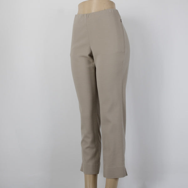 J Jill Pant Sz 10P X 26 Tan Elastic Waist Pockets Cotton Spandex Capri Pant