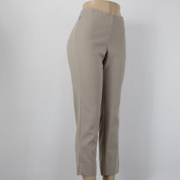 J Jill Pant Sz 10P X 26 Tan Elastic Waist Pockets Cotton Spandex Capri Pant
