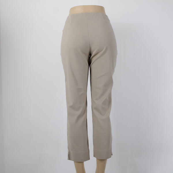 J Jill Pant Sz 10P X 26 Tan Elastic Waist Pockets Cotton Spandex Capri Pant