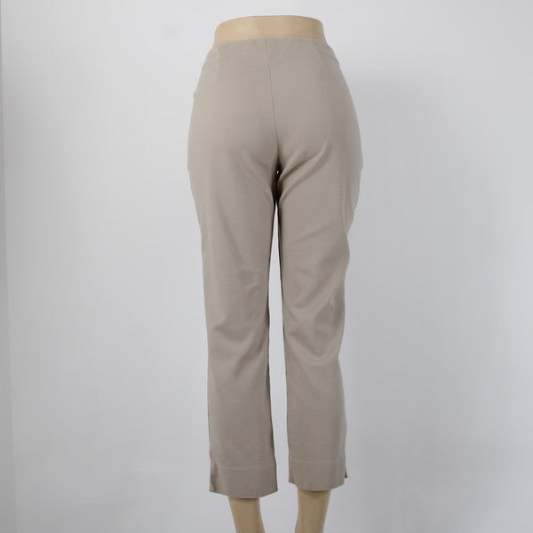 J Jill Pant Sz 10P X 26 Tan Elastic Waist Pockets Cotton Spandex Capri Pant
