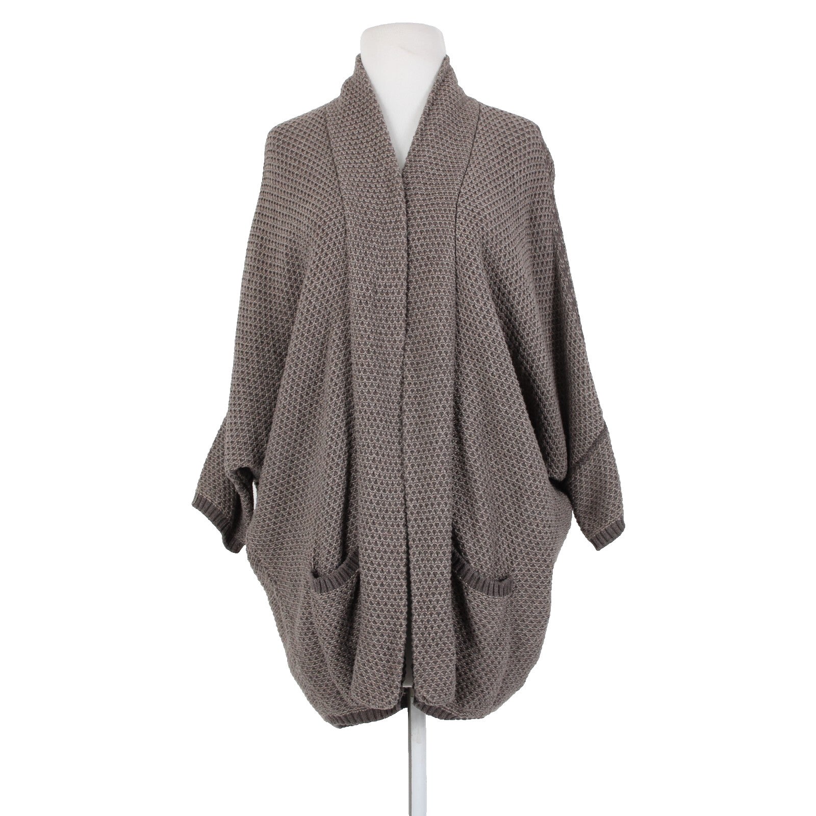Splendid Sz M Brown Pockets Over Sized Knit Cotton Nylon Silk Wrap Sweater