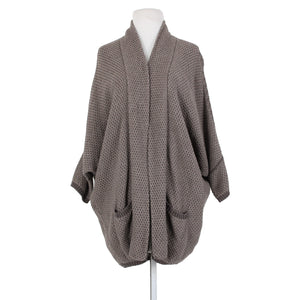 Splendid Sz M Brown Pockets Over Sized Knit Cotton Nylon Silk Wrap Sweater