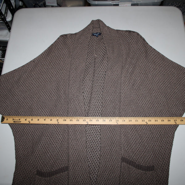 Splendid Sz M Brown Pockets Over Sized Knit Cotton Nylon Silk Wrap Sweater
