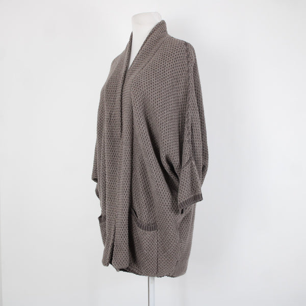 Splendid Sz M Brown Pockets Over Sized Knit Cotton Nylon Silk Wrap Sweater
