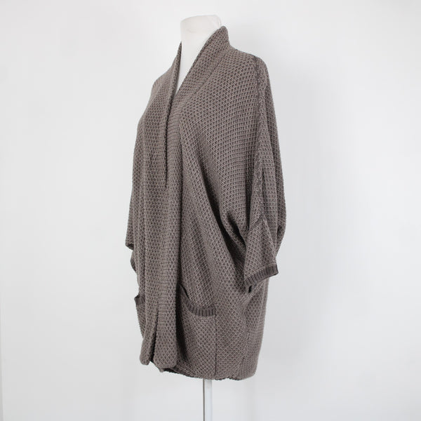 Splendid Sz M Brown Pockets Over Sized Knit Cotton Nylon Silk Wrap Sweater