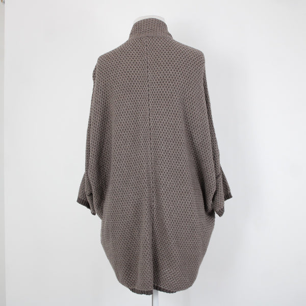 Splendid Sz M Brown Pockets Over Sized Knit Cotton Nylon Silk Wrap Sweater