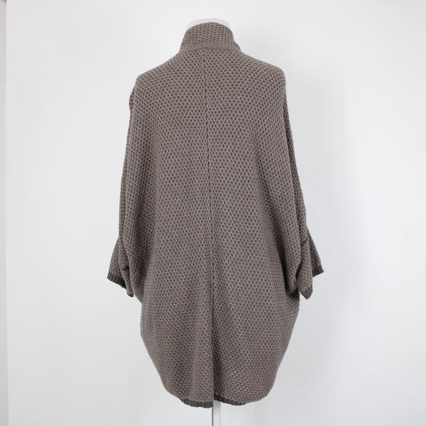 Splendid Sz M Brown Pockets Over Sized Knit Cotton Nylon Silk Wrap Sweater