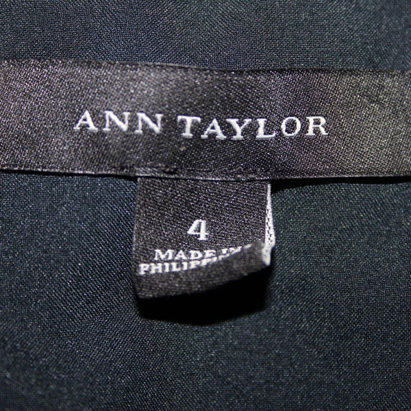 Ann Taylor S 4 Blue Black Grey Lace Overlay Lined 100% Polyester Pencil Skirt