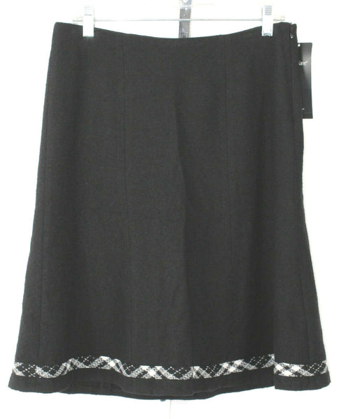Karen Kane NEW $94 Sz 6 Black White Plaid Accent Lined Wool Blend Skirt