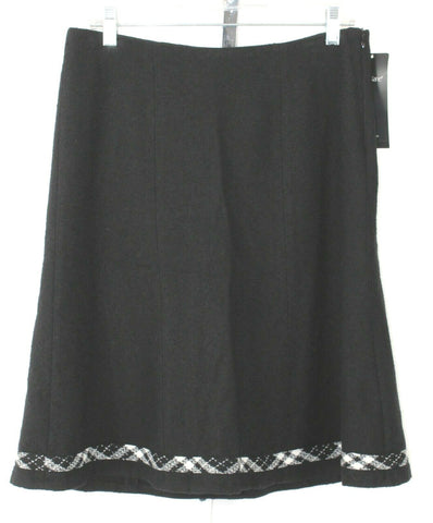 Karen Kane NEW $94 Sz 6 Black White Plaid Accent Lined Wool Blend Skirt