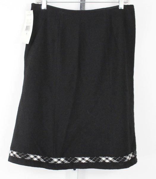 Karen Kane NEW $94 Sz 6 Black White Plaid Accent Lined Wool Blend Skirt