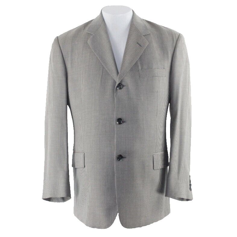 Evan Picone Sz 40R Black Camel Wool Blend Lined Blazer Jacket
