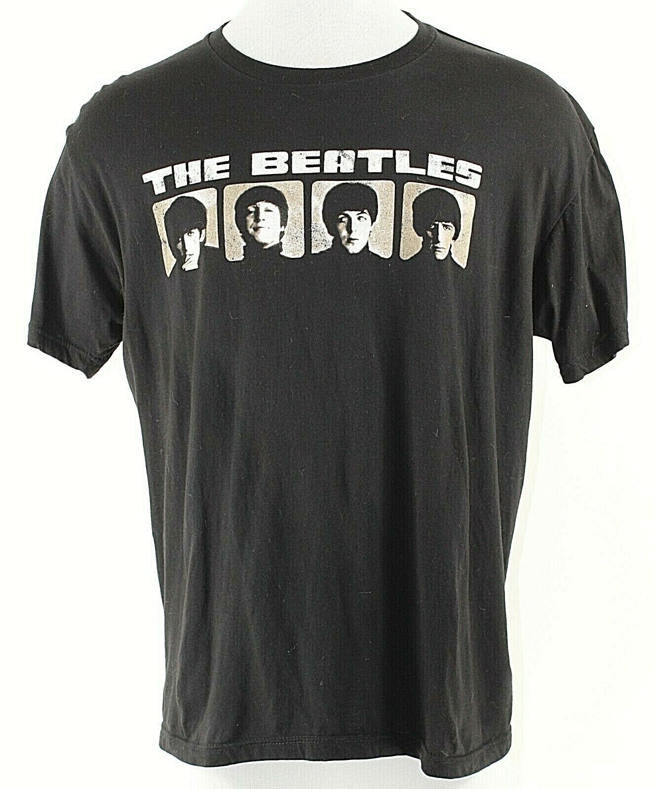 Apple The Beatles Sz XL Black Faces John George Paul Ringo Cotton Tee Shirt
