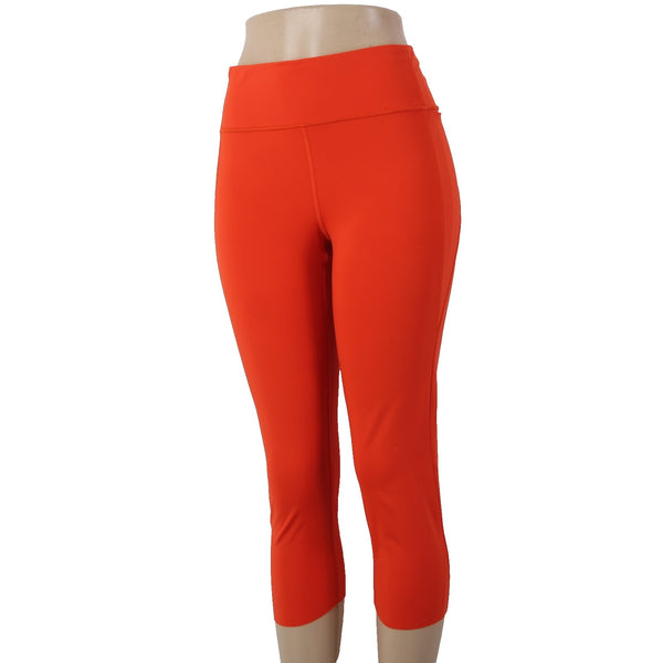 Athleta AW Pant Sz LT x 20 Orange Pull On Pockets Knee Length Poly Spandex