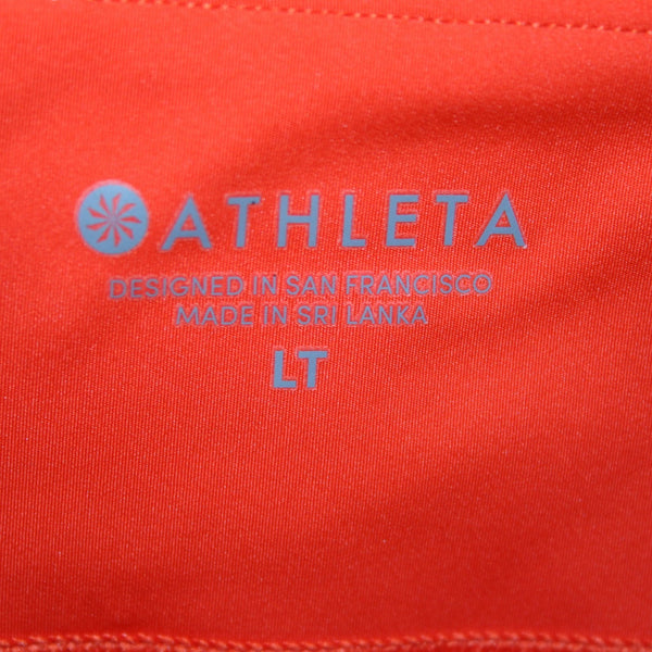 Athleta AW Pant Sz LT x 20 Orange Pull On Pockets Knee Length Poly Spandex