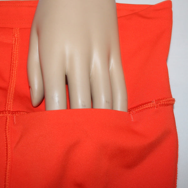 Athleta AW Pant Sz LT x 20 Orange Pull On Pockets Knee Length Poly Spandex