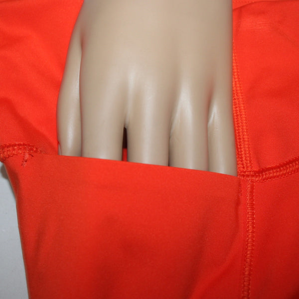 Athleta AW Pant Sz LT x 20 Orange Pull On Pockets Knee Length Poly Spandex