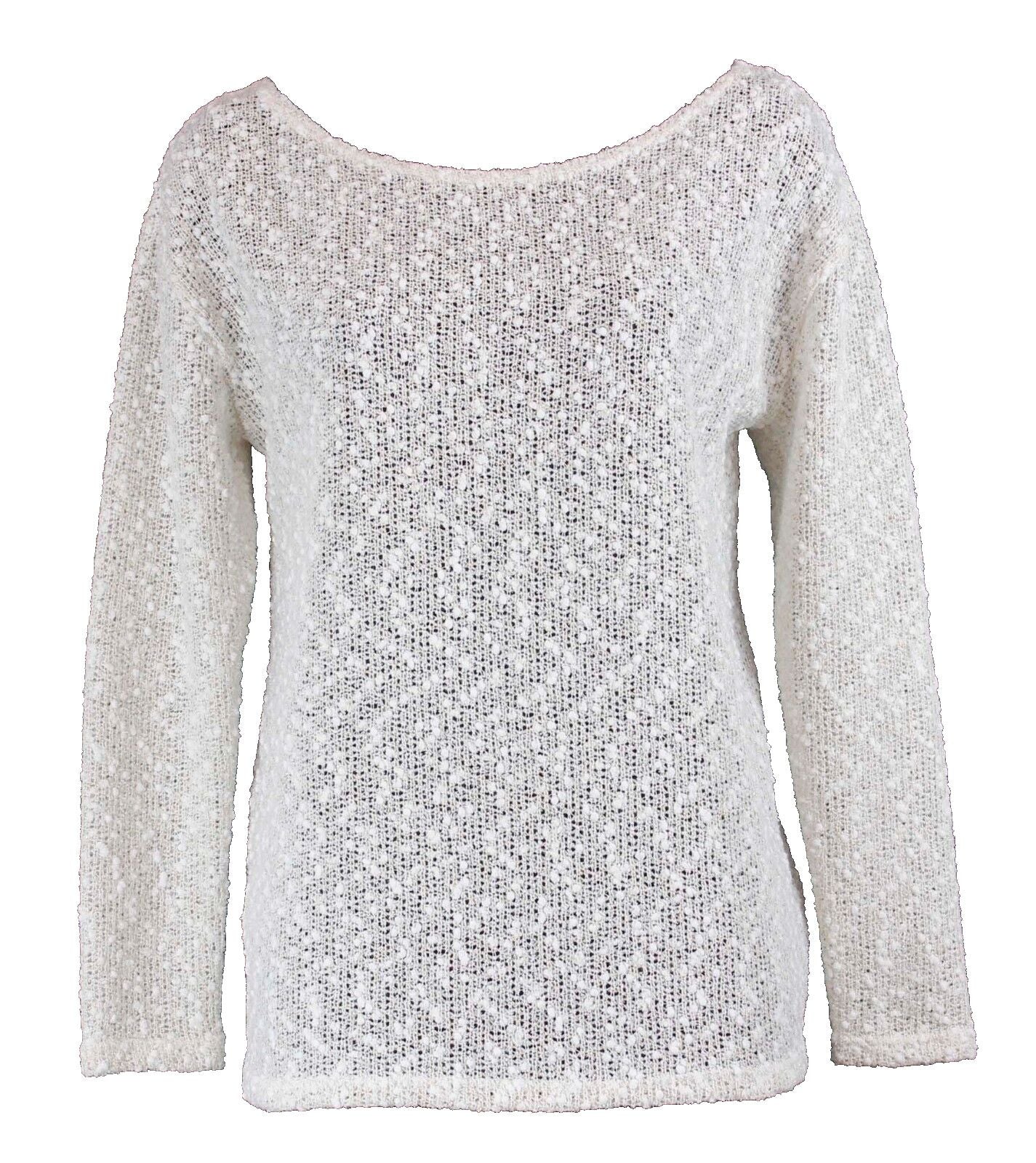 Honey Punch Sz M Cream Metallic Gold Open Knit Poly Acrylic Nylon Sweater