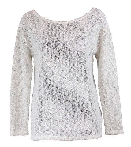Honey Punch Sz M Cream Metallic Gold Open Knit Poly Acrylic Nylon Sweater