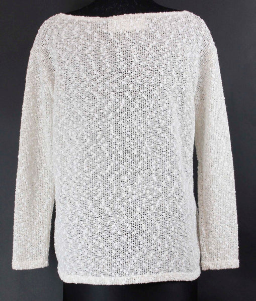Honey Punch Sz M Cream Metallic Gold Open Knit Poly Acrylic Nylon Sweater