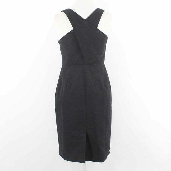 Talbots NEW $169 Sz 4P Black Lined Textured Cross Back Cotton Poly Dress