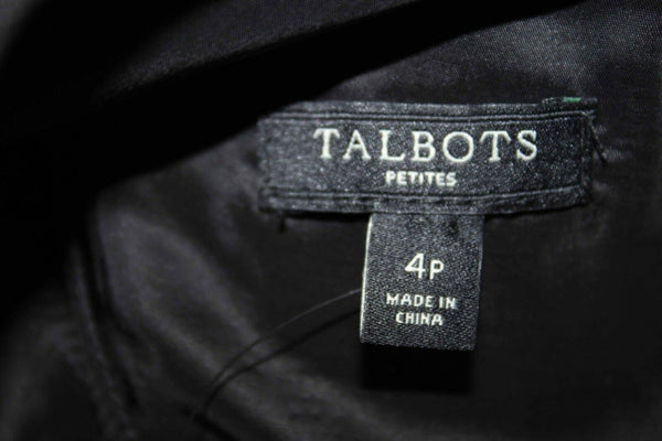 Talbots NEW $169 Sz 4P Black Lined Textured Cross Back Cotton Poly Dress