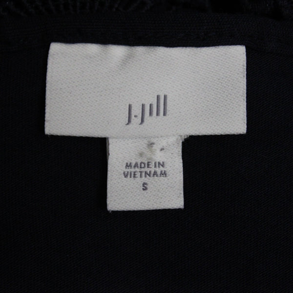 J Jill Top Sz S Navy Blue Lined Embroidered Floral Lace Polyester Cotton  Top