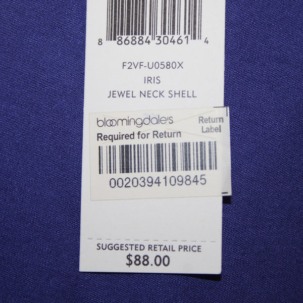 Eileen Fisher Top NEW $88 Sz 2X Iris Blue Jewel Neck Shell Rayon Lycra Top