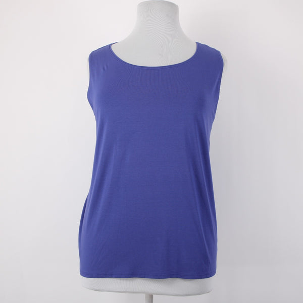 Eileen Fisher Top NEW $88 Sz 2X Iris Blue Jewel Neck Shell Rayon Lycra Top