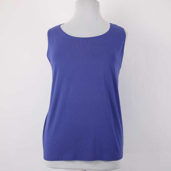 Eileen Fisher Top NEW $88 Sz 2X Iris Blue Jewel Neck Shell Rayon Lycra Top