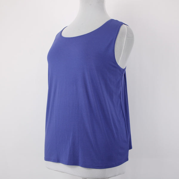 Eileen Fisher Top NEW $88 Sz 2X Iris Blue Jewel Neck Shell Rayon Lycra Top