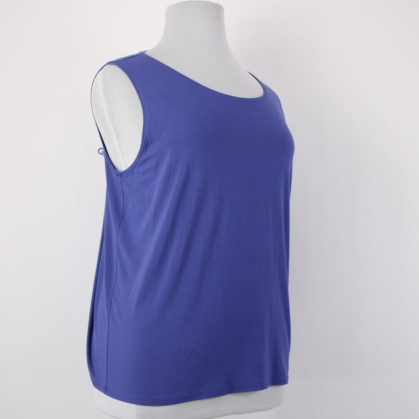 Eileen Fisher Top NEW $88 Sz 2X Iris Blue Jewel Neck Shell Rayon Lycra Top