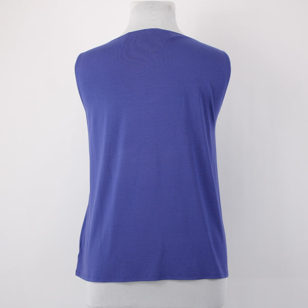 Eileen Fisher Top NEW $88 Sz 2X Iris Blue Jewel Neck Shell Rayon Lycra Top