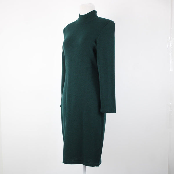 Toula Vintage Sz 4 Dark Green Collared Zip Santana Knit Bodycon Dress