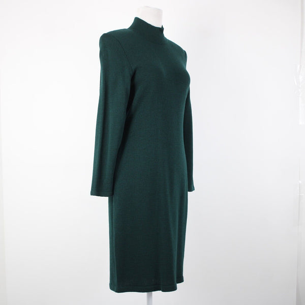 Toula Vintage Sz 4 Dark Green Collared Zip Santana Knit Bodycon Dress