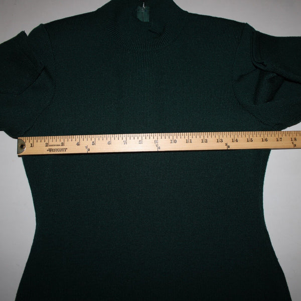 Toula Vintage Sz 4 Dark Green Collared Zip Santana Knit Bodycon Dress