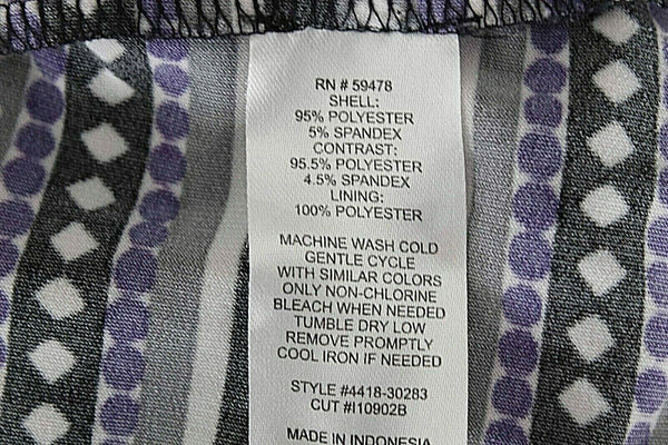 Carole Little Sz 8 Black Purple Gray Multi Long Poly Spandex Maxi Dress 232Y