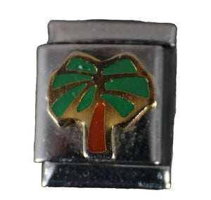 D'linQ Palm Tree Stainless Steel Elastic Stretch Chain Link Italian Charm