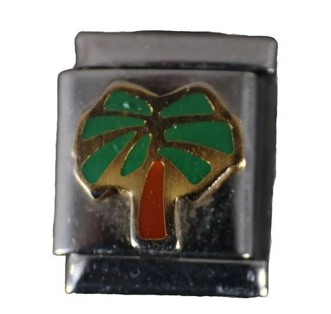 D'linQ Palm Tree Stainless Steel Elastic Stretch Chain Link Italian Charm