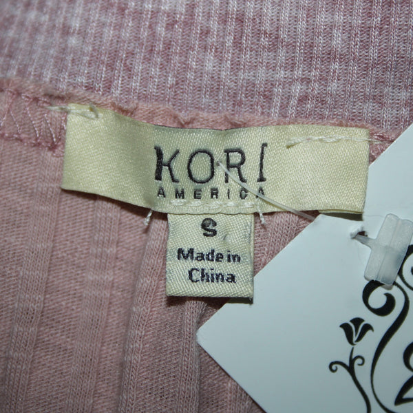 Kori America NEW $50 Sz S Mauve Pink Rib Contrast Cap Sleeve Midi Cotton Dress