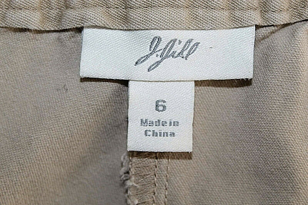 J Jill 6 x 31" Tan Straight Leg 100% Cotton Casual Unlined Pant
