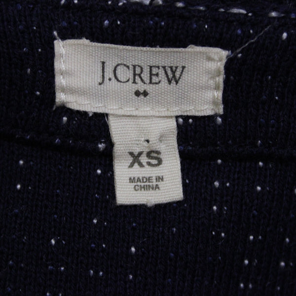 J Crew Sz XS Navy Blue White Zipper Long Sleeve Knit Cotton Acrylic Jacket