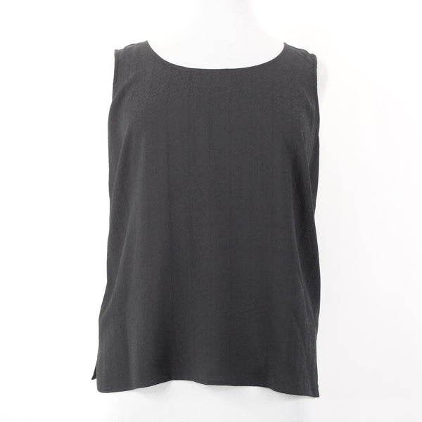 Citron Top NEW $88 Sz 2x Black Round Neck Sleeveless 100% Silk Top