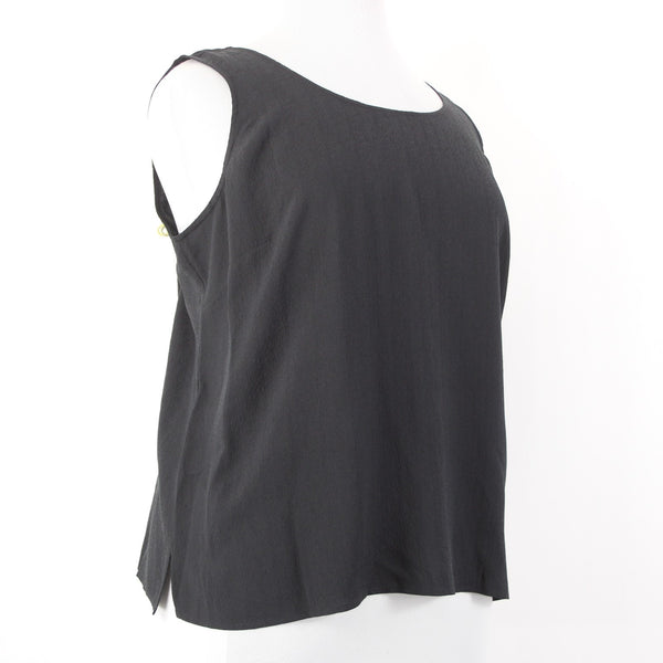 Citron Top NEW $88 Sz 2x Black Round Neck Sleeveless 100% Silk Top
