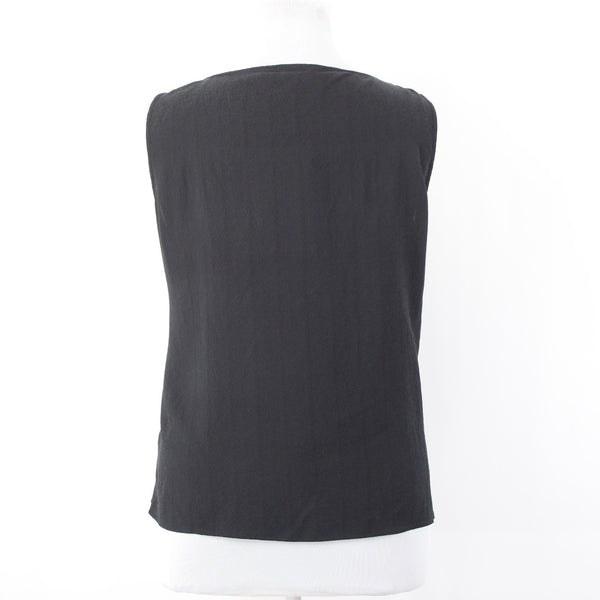 Citron Top NEW $88 Sz 2x Black Round Neck Sleeveless 100% Silk Top