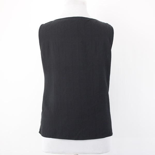 Citron Top NEW $88 Sz 2x Black Round Neck Sleeveless 100% Silk Top
