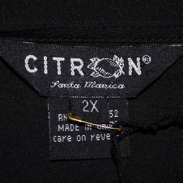 Citron Top NEW $88 Sz 2x Black Round Neck Sleeveless 100% Silk Top